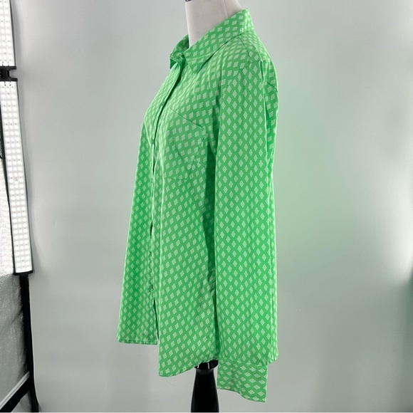 Merona womens top size L green button down retro - Picture 9 of 11